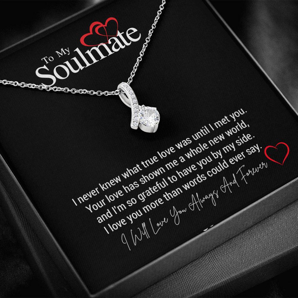 To My Soulmate...I never knew what true love was until I met you. Your love has shown me a whole new world, and I'm so grateful to have you by my side. I love you more than words could ever say.